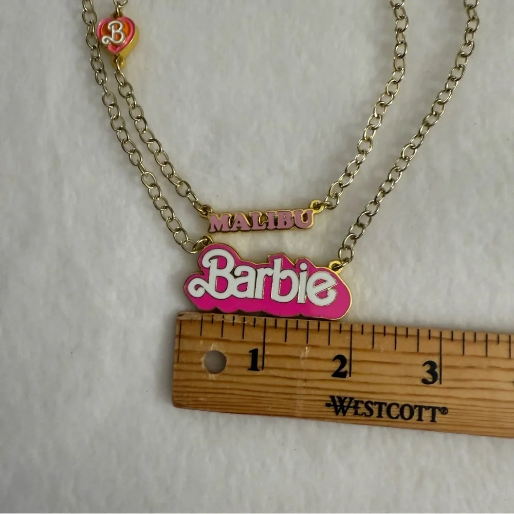 Malibu Barbie Pink and Gold Tone Necklace